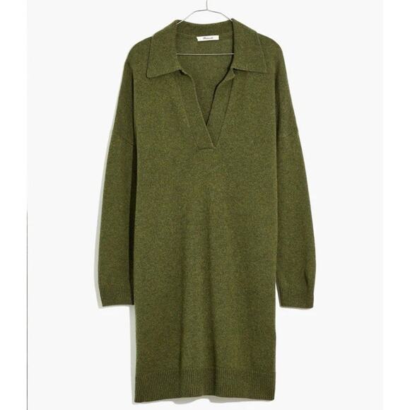 Madewell Women Item NB860 Olive Green Long-Sleeve Polo Sweater Dress XXL NWT - Picture 2 of 11